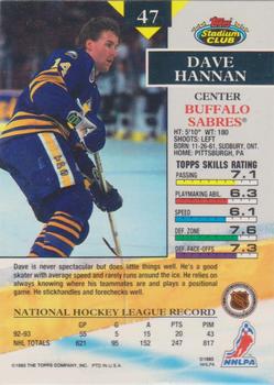 1993-94 Stadium Club O-Pee-Chee #47 Dave Hannan Back