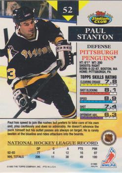 1993-94 Stadium Club O-Pee-Chee #52 Paul Stanton Back