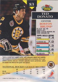 1993-94 Stadium Club O-Pee-Chee #83 Ted Donato Back
