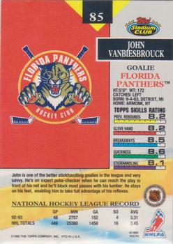 1993-94 Stadium Club O-Pee-Chee #85 John Vanbiesbrouck Back