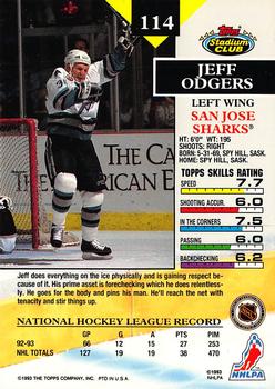 1993-94 Stadium Club O-Pee-Chee #114 Jeff Odgers Back
