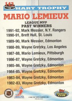 1993-94 Stadium Club O-Pee-Chee #143 Mario Lemieux Back