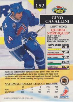 1993-94 Stadium Club O-Pee-Chee #152 Gino Cavallini Back