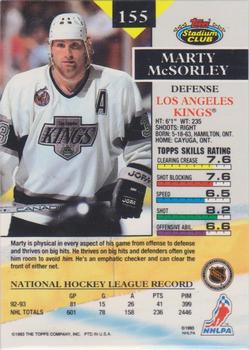 1993-94 Stadium Club O-Pee-Chee #155 Marty McSorley Back