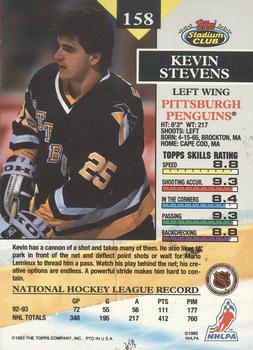 1993-94 Stadium Club O-Pee-Chee #158 Kevin Stevens Back