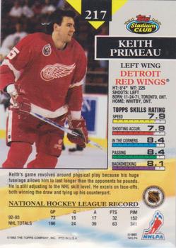 1993-94 Stadium Club O-Pee-Chee #217 Keith Primeau Back