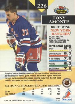 1993-94 Stadium Club O-Pee-Chee #226 Tony Amonte Back