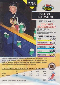 1993-94 Stadium Club O-Pee-Chee #236 Steve Larmer Back