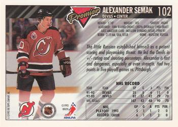 1993-94 Topps Premier - Gold #102 Alexander Semak Back