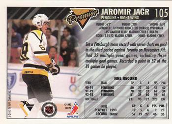 1993-94 Topps Premier - Gold #105 Jaromir Jagr Back