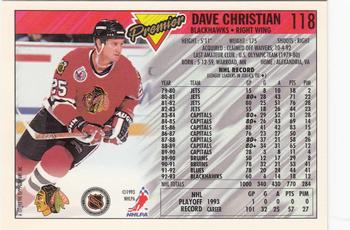1993-94 Topps Premier - Gold #118 Dave Christian Back