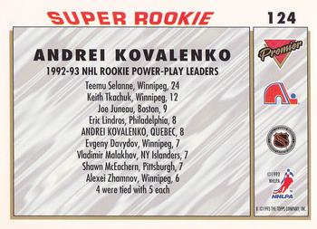 1993-94 Topps Premier - Gold #124 Andrei Kovalenko Back