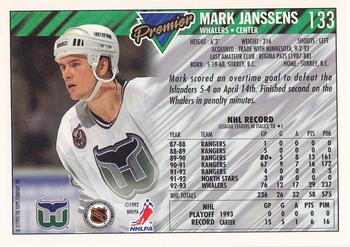 1993-94 Topps Premier - Gold #133 Mark Janssens Back