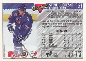 1993-94 Topps Premier - Gold #151 Steve Duchesne Back