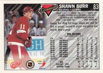 1993-94 Topps Premier - Gold #83 Shawn Burr Back