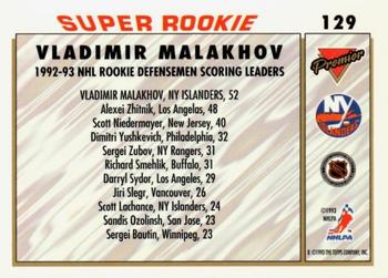 1993-94 Topps Premier - Gold #129 Vladimir Malakhov Back