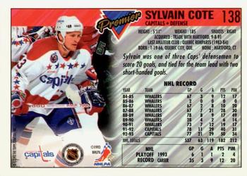 1993-94 Topps Premier - Gold #138 Sylvain Cote Back