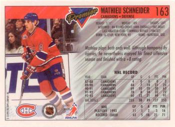 1993-94 Topps Premier - Gold #163 Mathieu Schneider Back