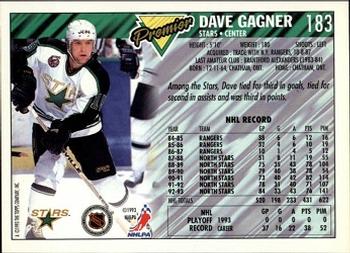1993-94 Topps Premier - Gold #183 Dave Gagner Back