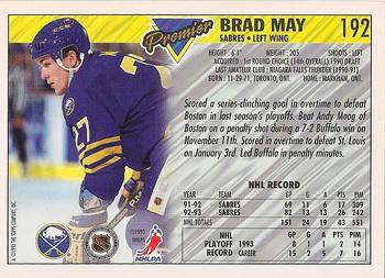 1993-94 Topps Premier - Gold #192 Brad May Back