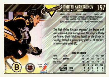 1993-94 Topps Premier - Gold #197 Dmitri Kvartalnov Back