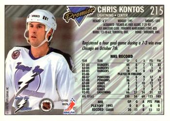 1993-94 Topps Premier - Gold #215 Chris Kontos Back