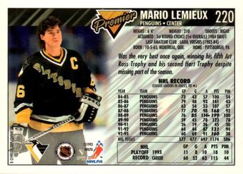 1993-94 Topps Premier - Gold #220 Mario Lemieux Back