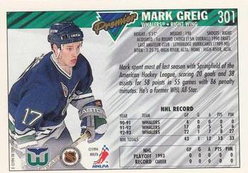 1993-94 Topps Premier - Gold #301 Mark Greig Back