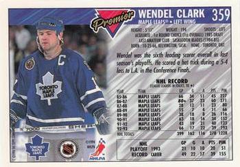 1993-94 Topps Premier - Gold #359 Wendel Clark Back