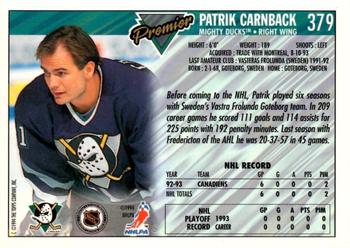 1993-94 Topps Premier - Gold #379 Patrik Carnback Back
