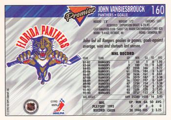 1993-94 Topps Premier - Gold #160 John Vanbiesbrouck Back