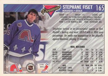 1993-94 Topps Premier - Gold #165 Stephane Fiset Back
