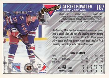 1993-94 Topps Premier - Gold #187 Alexei Kovalev Back