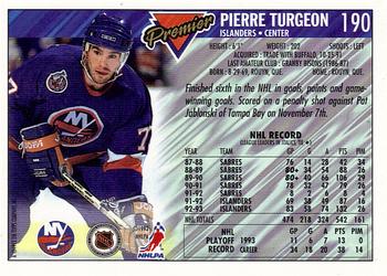1993-94 Topps Premier - Gold #190 Pierre Turgeon Back