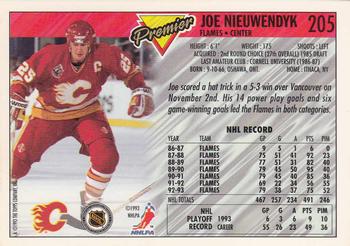 1993-94 Topps Premier - Gold #205 Joe Nieuwendyk Back