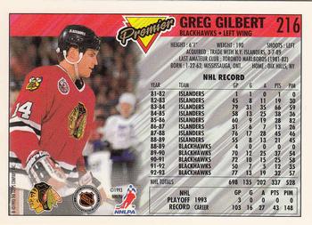 1993-94 Topps Premier - Gold #216 Greg Gilbert Back