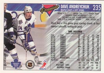 1993-94 Topps Premier - Gold #235 Dave Andreychuk Back
