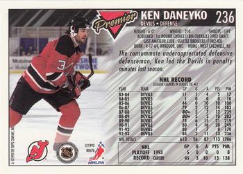 1993-94 Topps Premier - Gold #236 Ken Daneyko Back