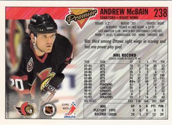 1993-94 Topps Premier - Gold #238 Andrew McBain Back