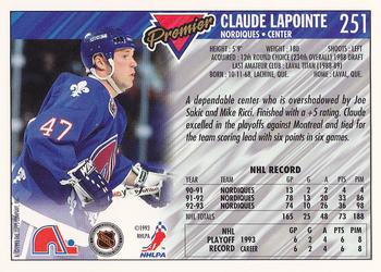 1993-94 Topps Premier - Gold #251 Claude LaPointe Back