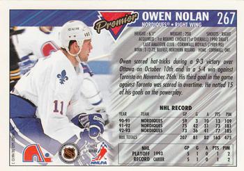 1993-94 Topps Premier - Gold #267 Owen Nolan Back