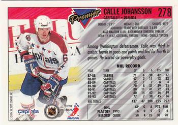 1993-94 Topps Premier - Gold #278 Calle Johansson Back