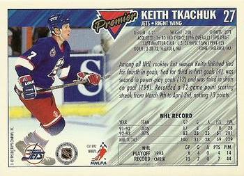 1993-94 Topps Premier - Gold #27 Keith Tkachuk Back