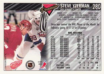 1993-94 Topps Premier - Gold #280 Steve Yzerman Back
