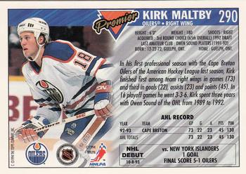 1993-94 Topps Premier - Gold #290 Kirk Maltby Back