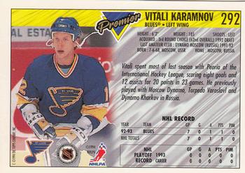 1993-94 Topps Premier - Gold #292 Vitali Karamnov Back