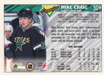 1993-94 Topps Premier - Gold #309 Mike Craig Back