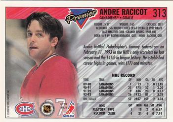 1993-94 Topps Premier - Gold #313 Andre Racicot Back