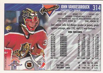 1993-94 Topps Premier - Gold #314 John Vanbiesbrouck Back