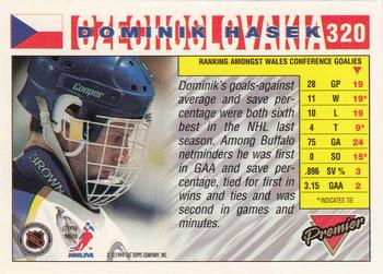 1993-94 Topps Premier - Gold #320 Dominik Hasek Back